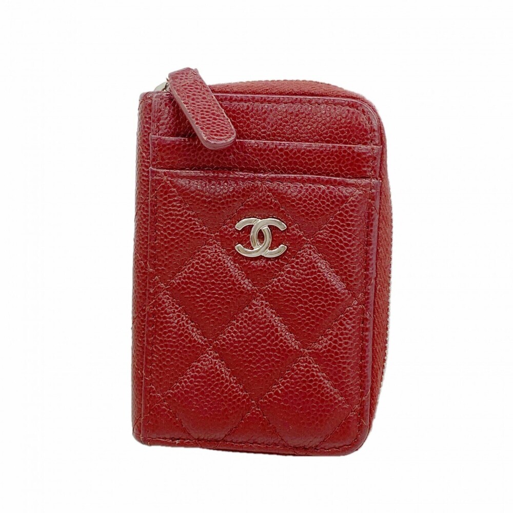 CHANEL Red Caviar Leather Wallet